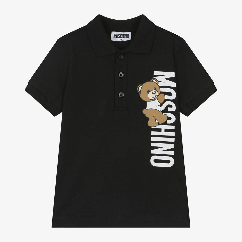 Moschino Kid-Teen - Boys Black Cotton Teddy Bear Polo Shirt | Childrensalon