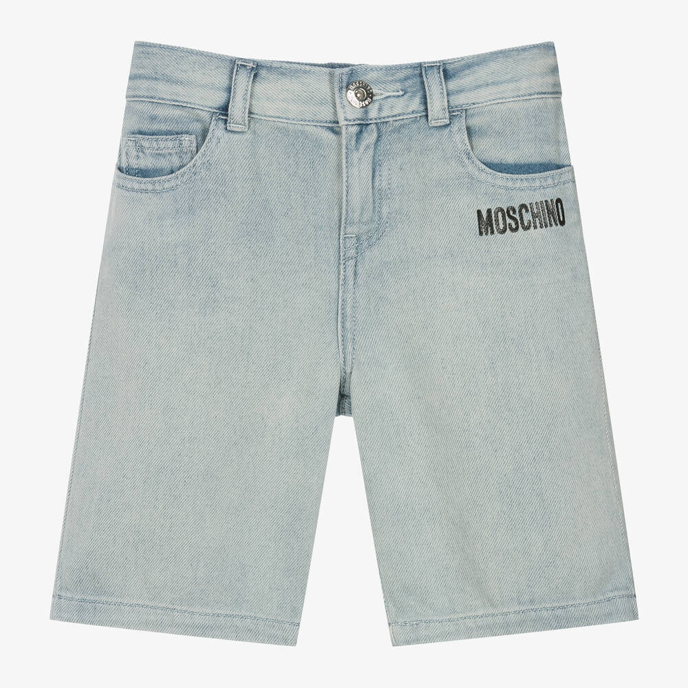 Moschino Kid-Teen - Boys Blue Denim Shorts | Childrensalon