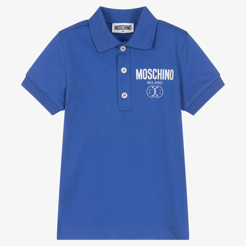 Moschino Kid-teen Babies' Boys Blue Double Smiley Polo Shirt