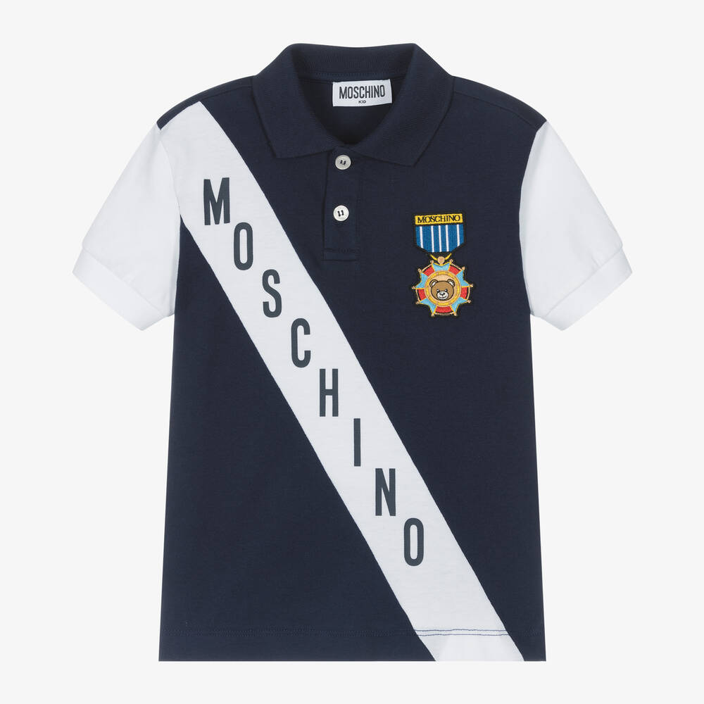 Moschino Kid-teen Kids' Boys Blue Medallion Cotton Polo Shirt