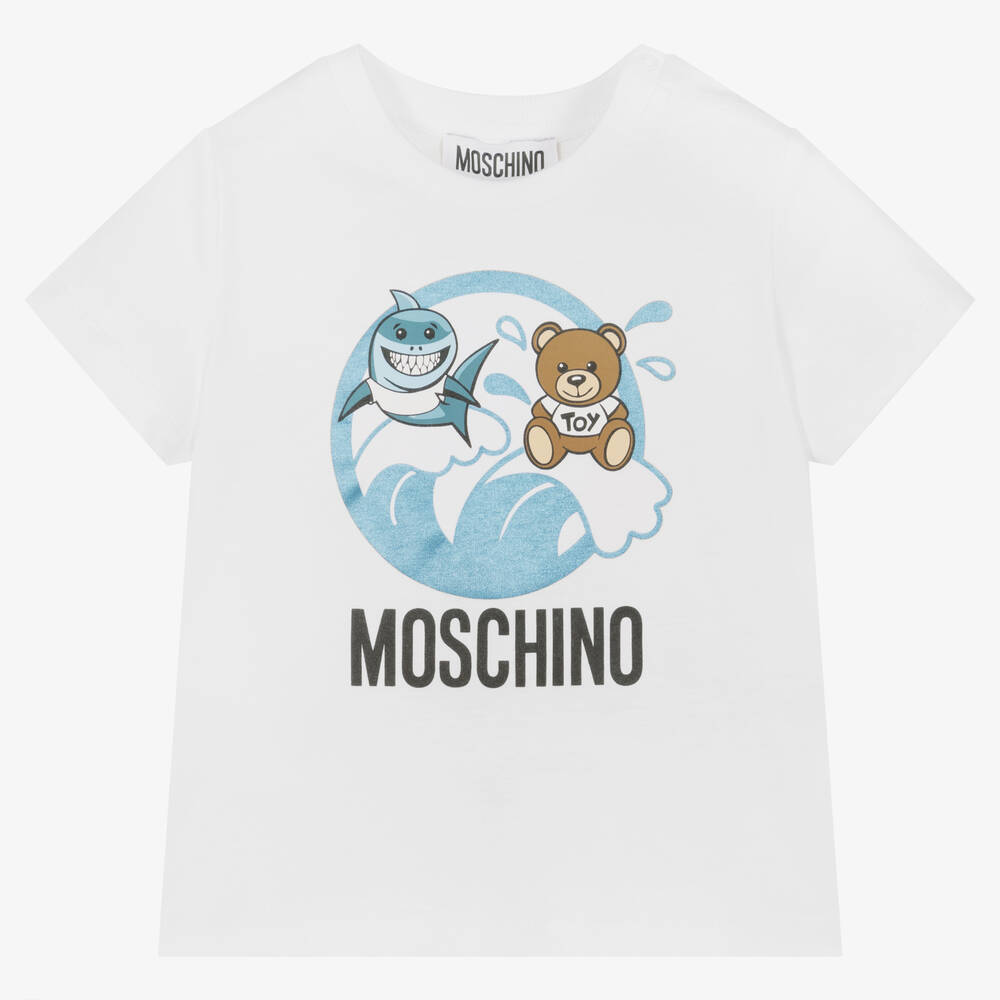 Moschino Baby Babies' Boys White Cotton Teddy Bear T-shirt