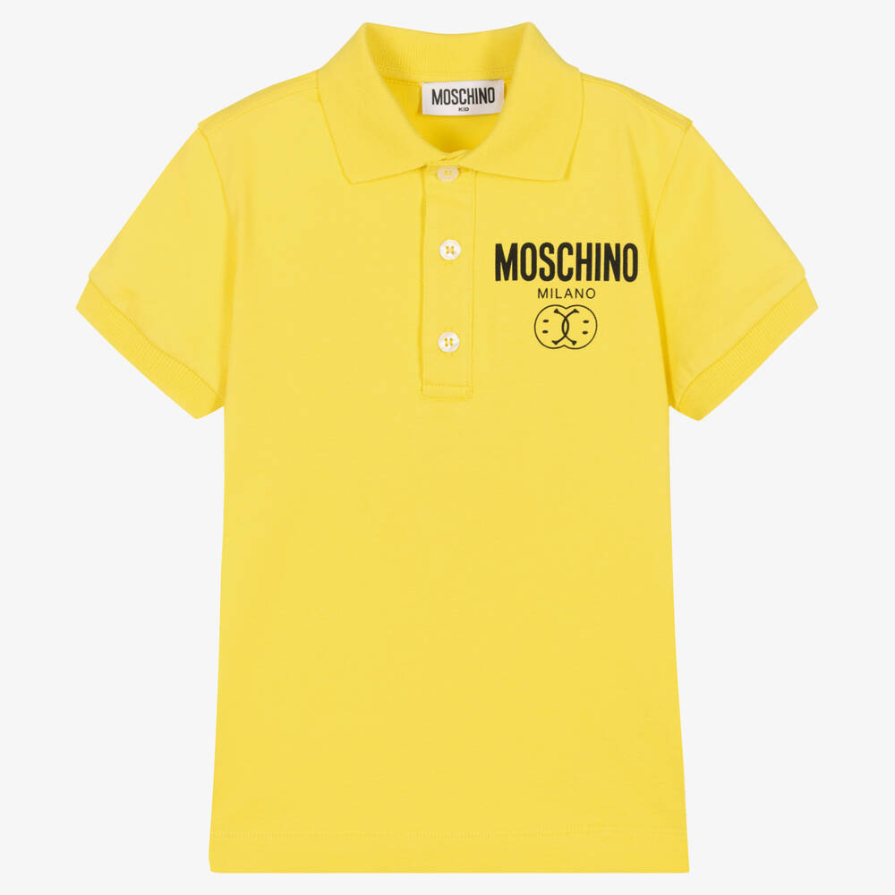 Moschino Kid-teen Babies' Boys Yellow Double Smiley Polo Shirt