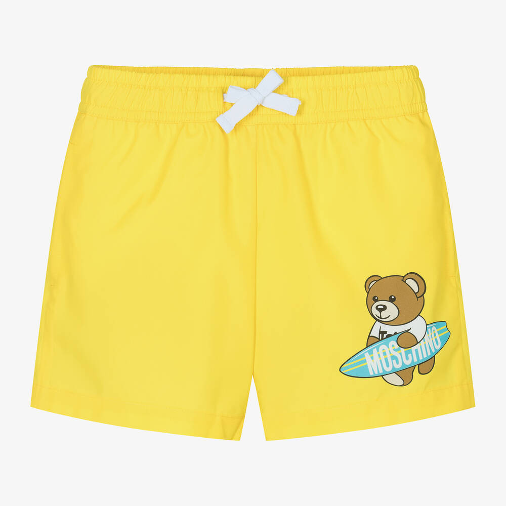 Moschino Kid-Teen - Желтые шорты-плавки Мишка Тедди для мальчиков  | Childrensalon