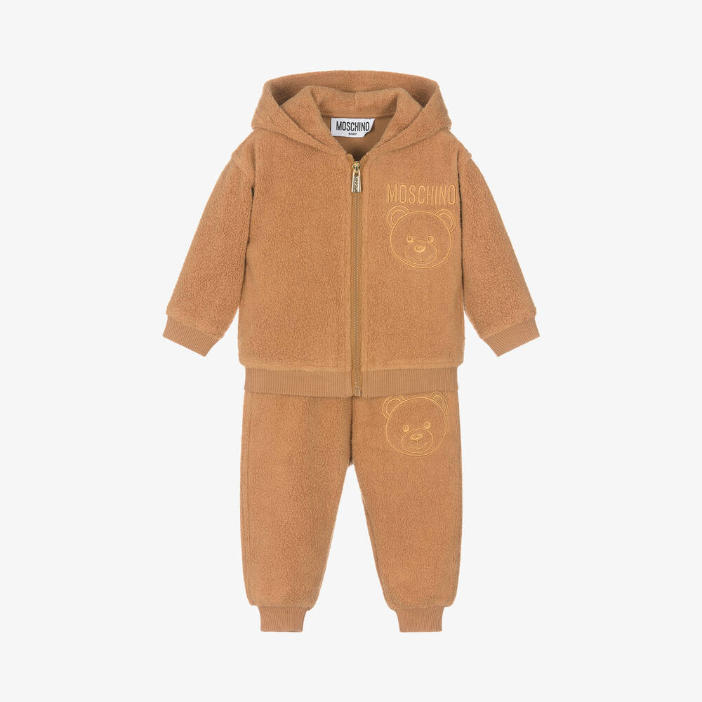 Moschino Baby - Brown Cotton Fleece Teddy Bear Tracksuit | Childrensalon