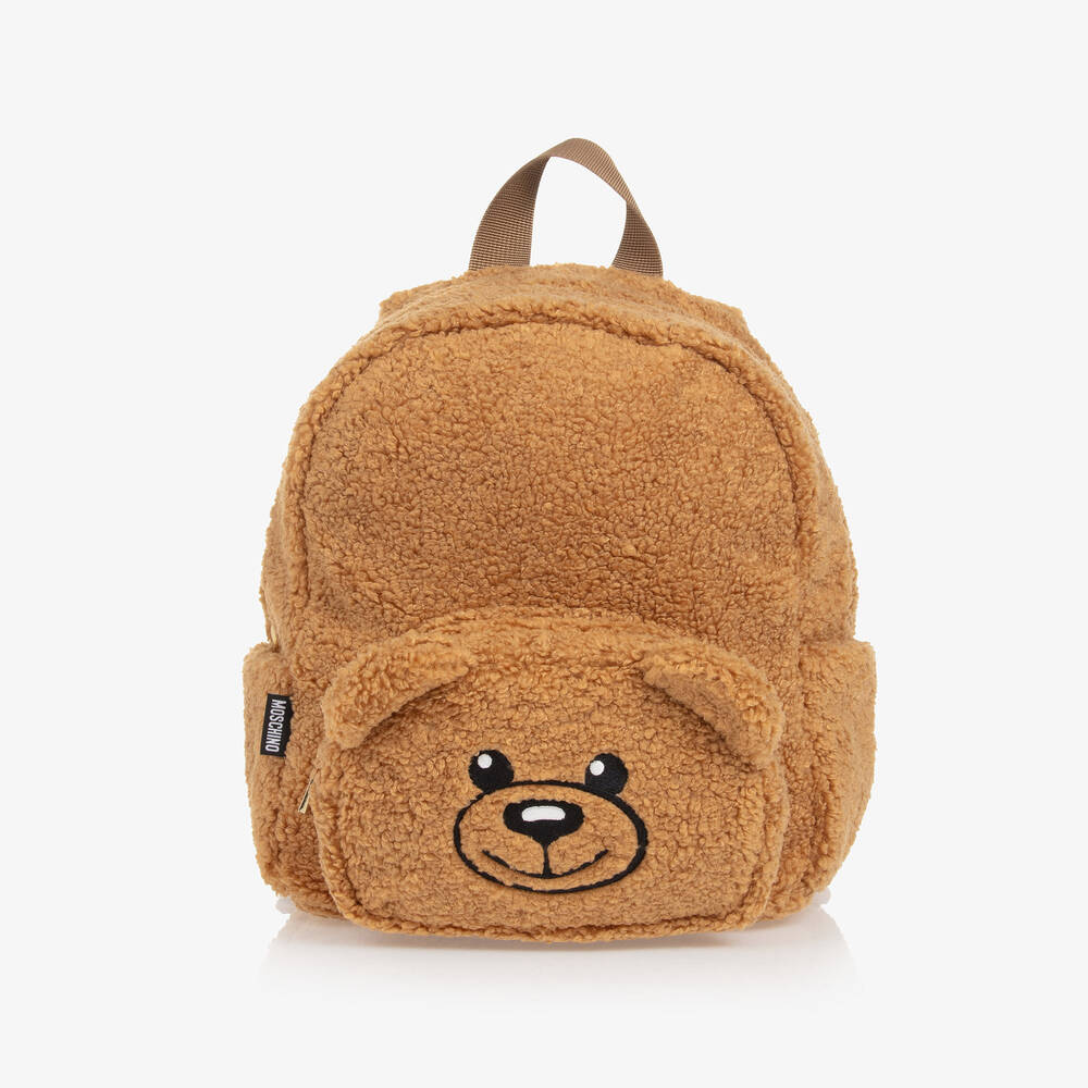 Moschino Baby - Brown Fleece Teddy Bear Backpack (25cm) | Childrensalon