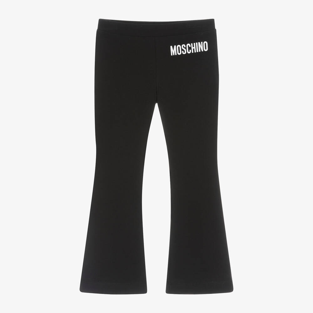 Moschino Kid-Teen - Girls Black Cotton Flared Trousers | Childrensalon