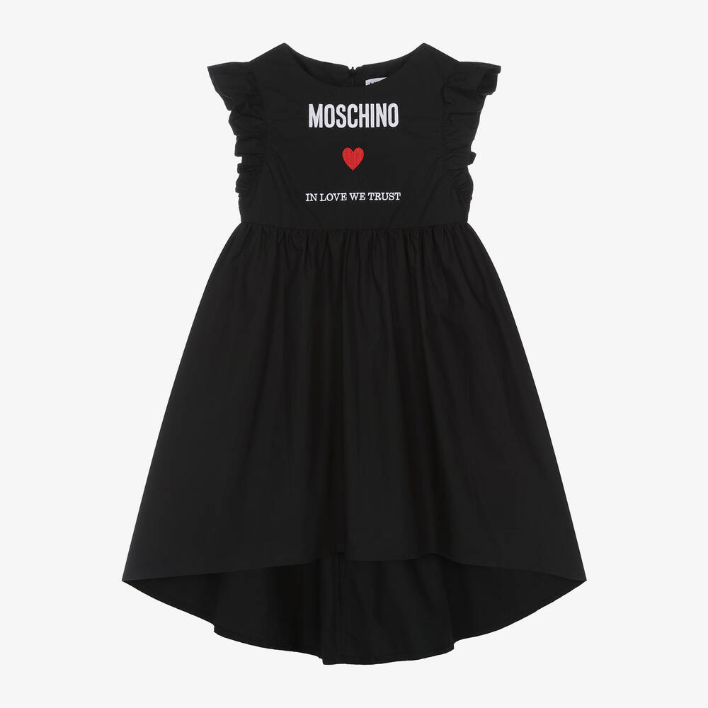 Moschino Kid-Teen - Girls Black Cotton Heart Dress | Childrensalon