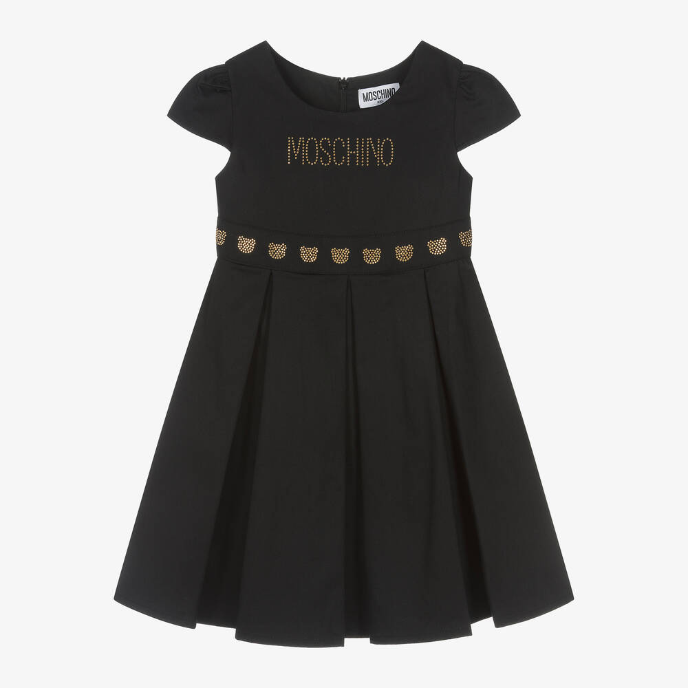 Moschino Kid-Teen - Girls Black Cotton Rhinestone Teddy Dress | Childrensalon