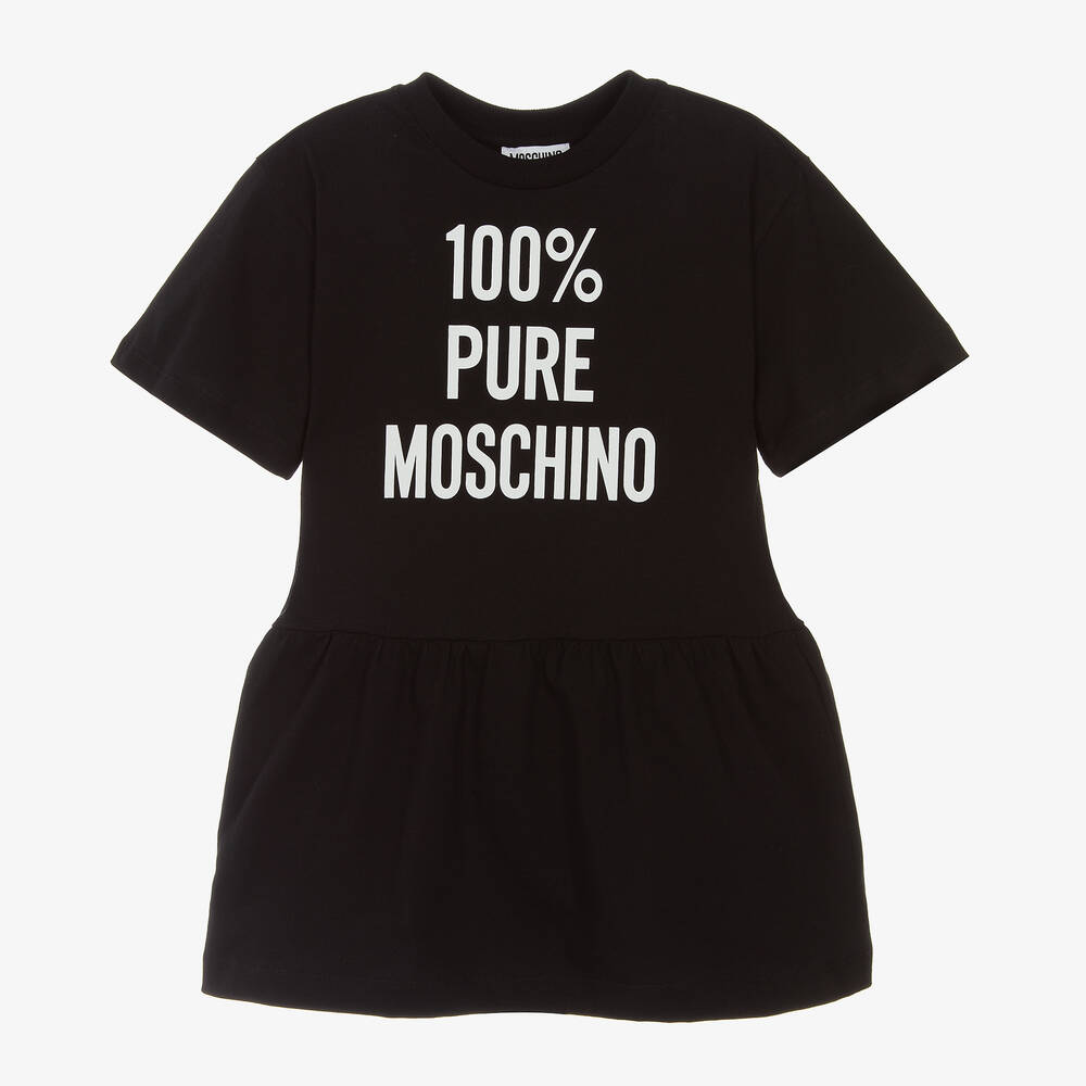 Moschino Kid-teen Kids' Girls Black Cotton T-shirt Dress