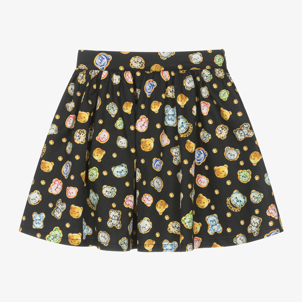 Moschino Kid-Teen - Girls Black Cotton Teddy Bear Gems Skirt | Childrensalon