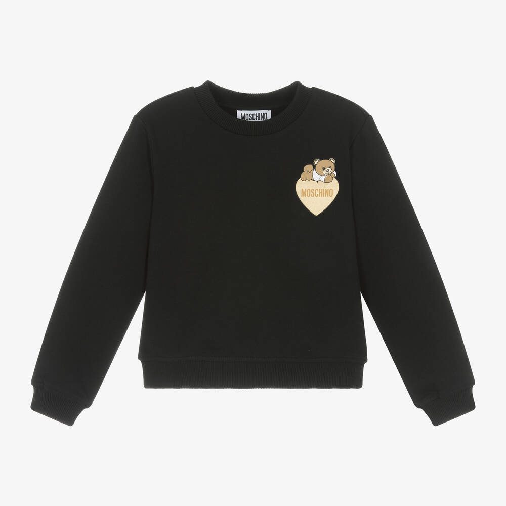 Moschino Kid-Teen - Girls Black Cotton Teddy Bear Sweatshirt | Childrensalon