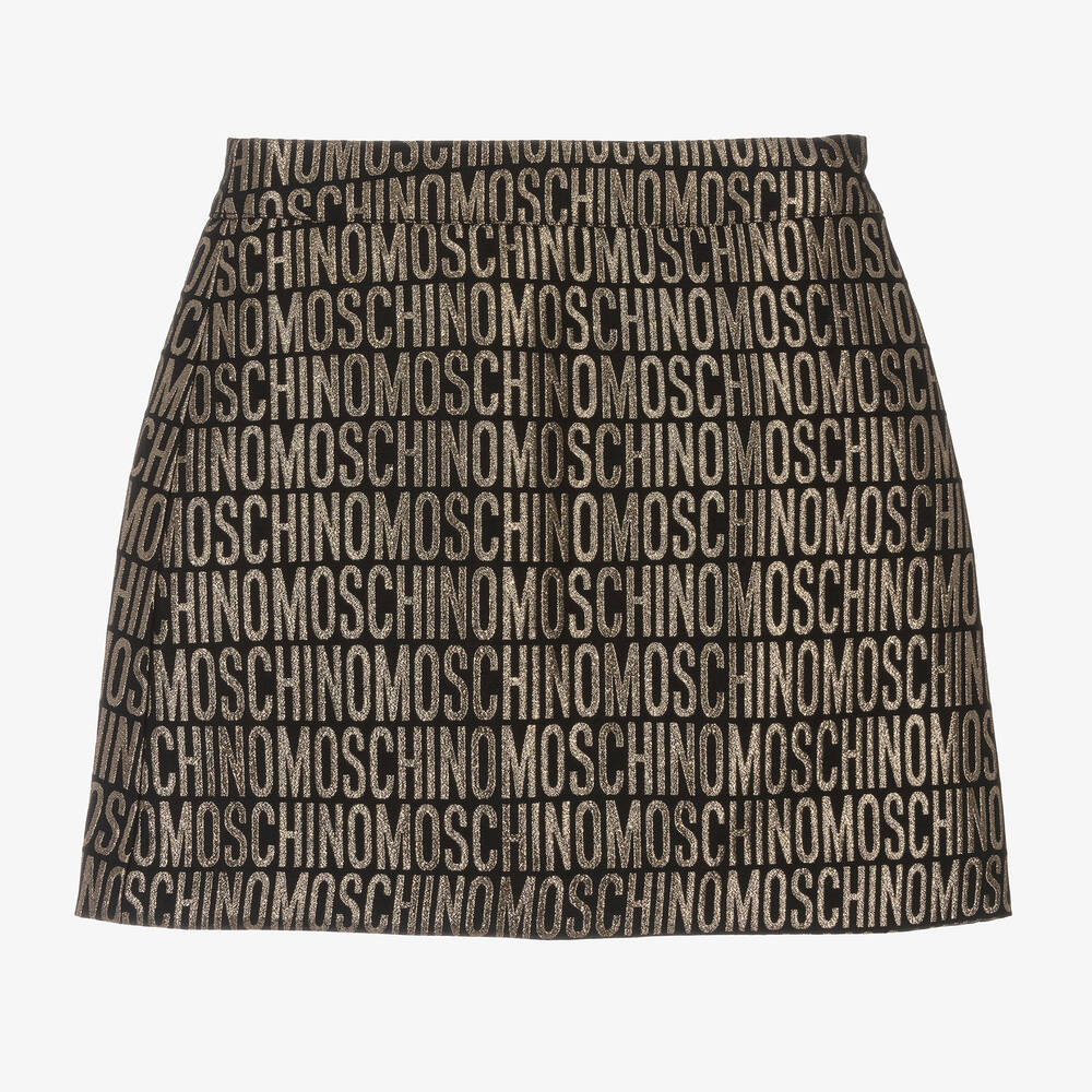 Moschino Kid-Teen - Girls Black & Gold Jacquard Skirt | Childrensalon