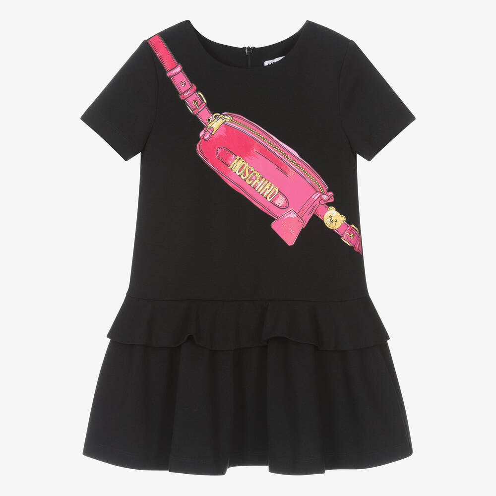 Moschino Kid-teen Kids' Girls Black & Pink Bag Print Dress
