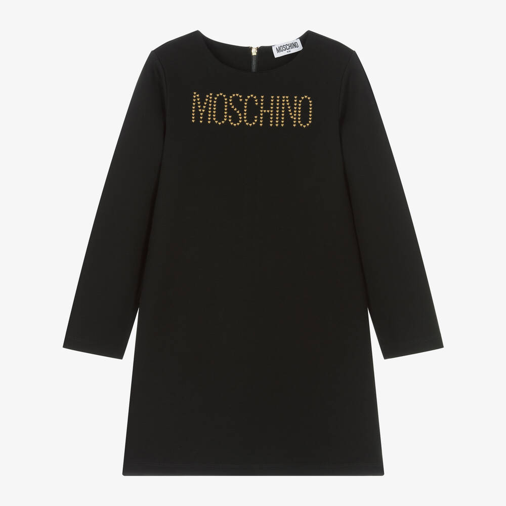 Moschino Kid-Teen - Girls Black Viscose Milano Jersey Dress | Childrensalon