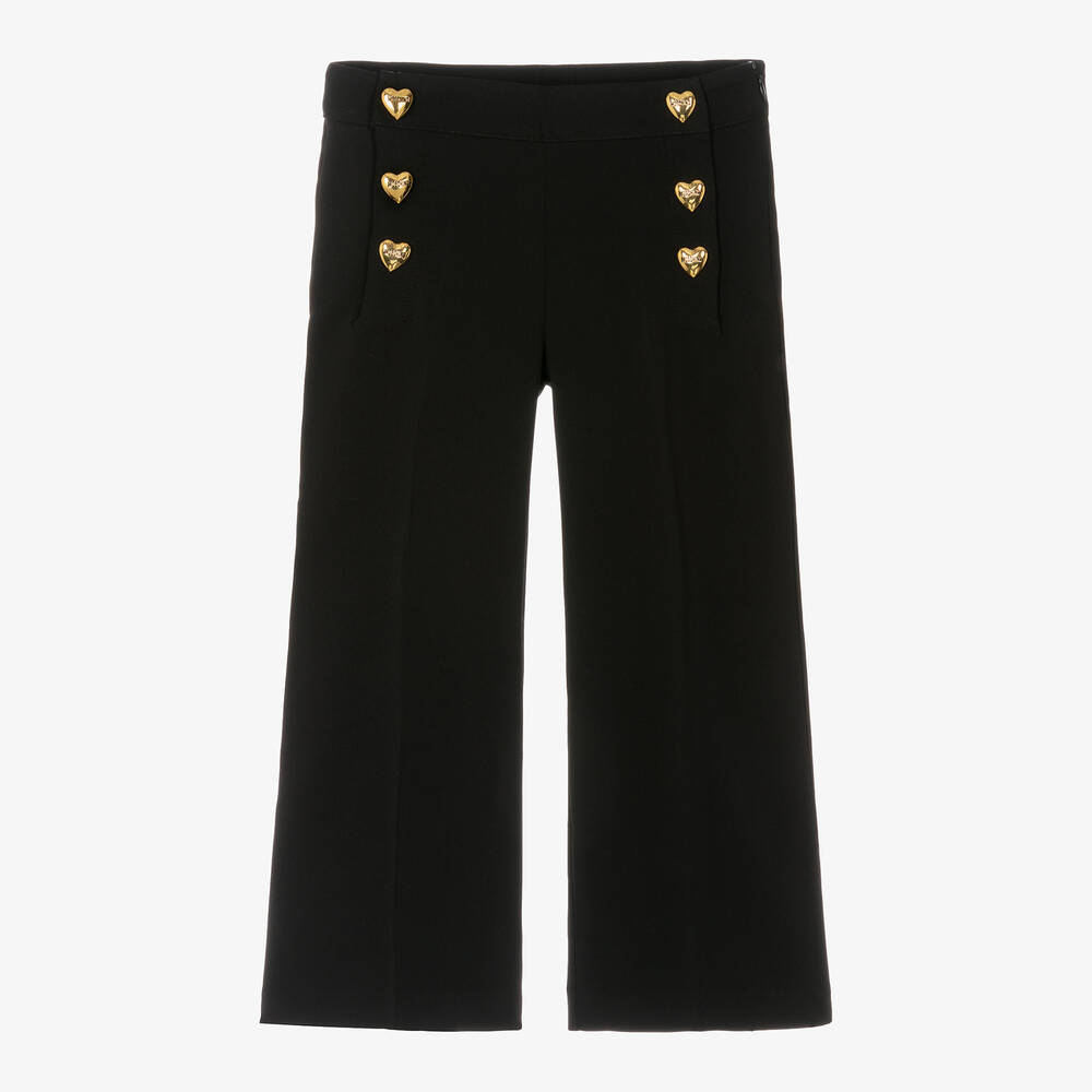 Moschino Kid-Teen - Girls Black Wide Leg Trousers | Childrensalon