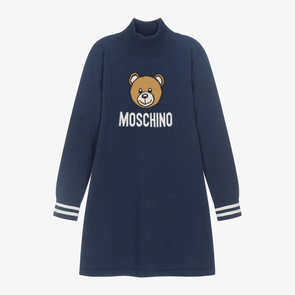 Moschino Kid-Teen - Girls Blue Turtleneck Sweater Dress | Childrensalon