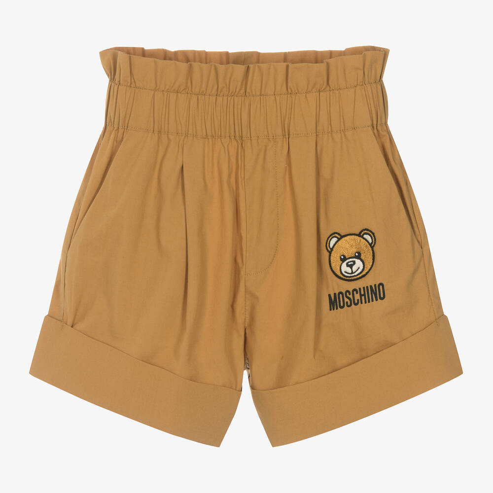 Moschino Kid-Teen - Girls Brown Cotton Patch Shorts | Childrensalon