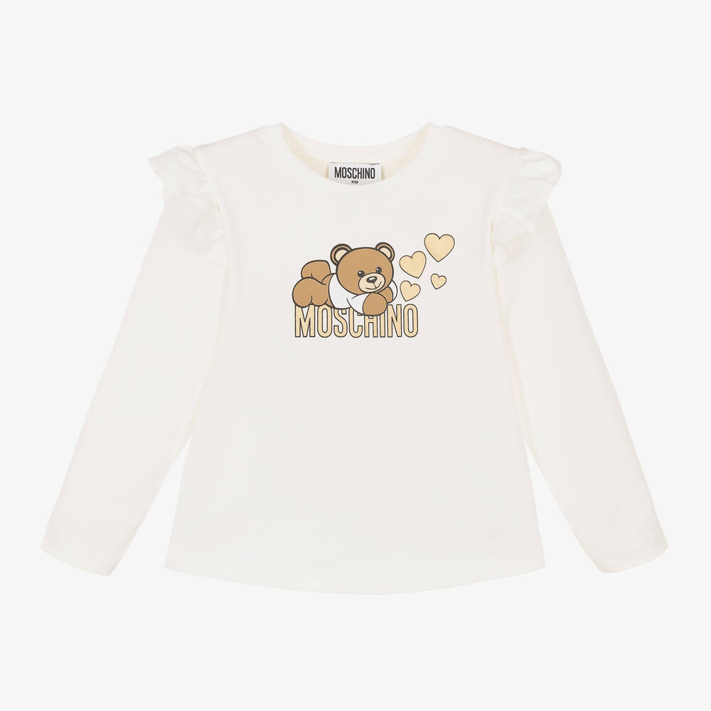 Moschino Kid-Teen - Girls Ivory Cotton Teddy Bear Top | Childrensalon