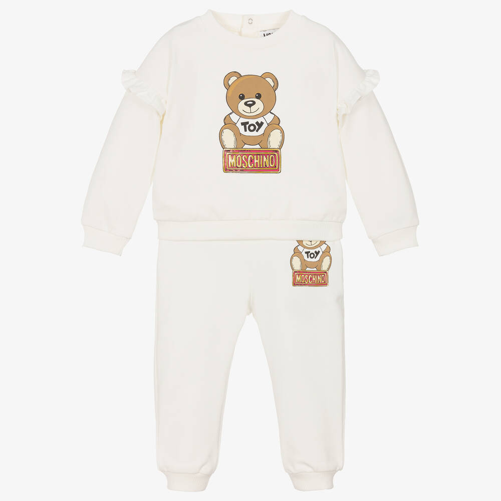 Moschino Baby Babies' Girls Ivory Cotton Teddy Bear Tracksuit