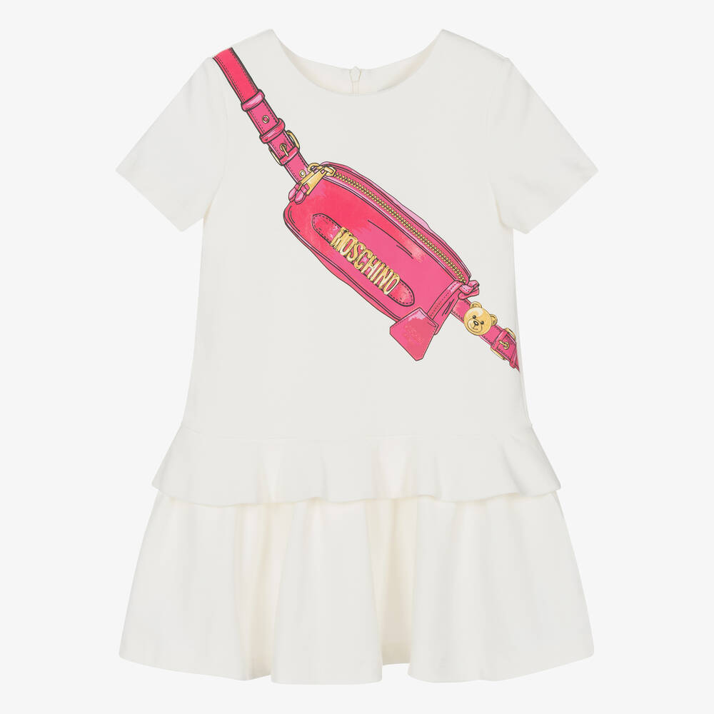 Moschino Kid-teen Kids' Girls Ivory & Pink Bag Print Dress
