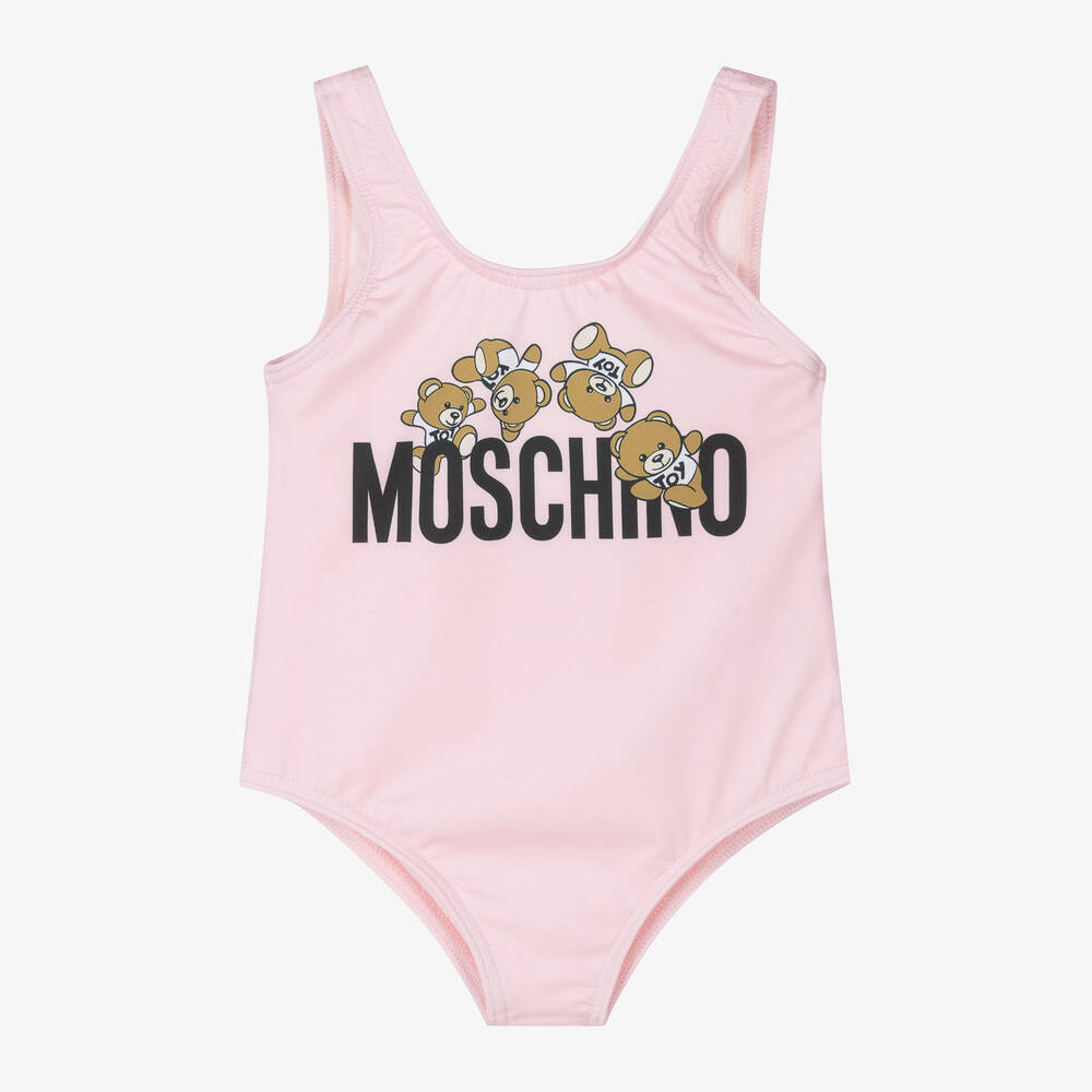 Moschino Baby - Girls Pale Pink Bear Swimsuit | Childrensalon