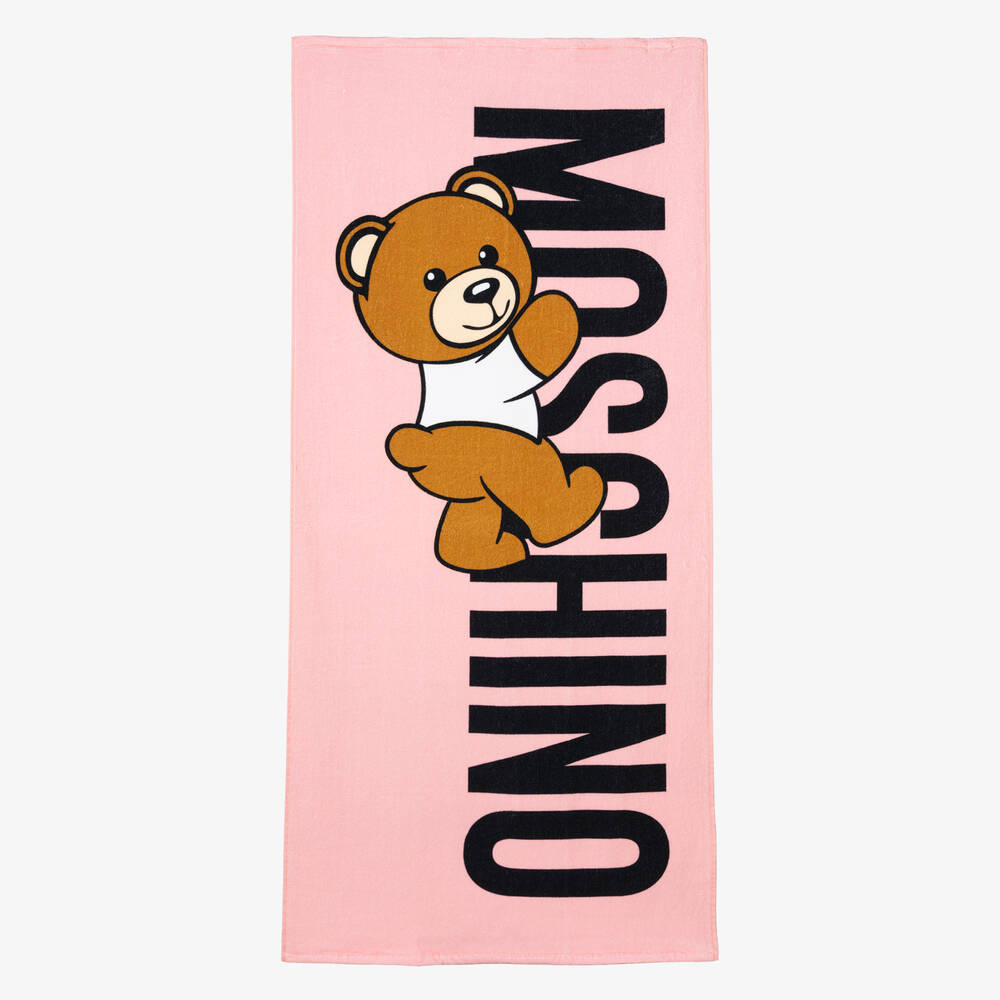 Moschino Kid-Teen - منشفة شاطئ قطن لون زهري للبنات (140 سم) | Childrensalon