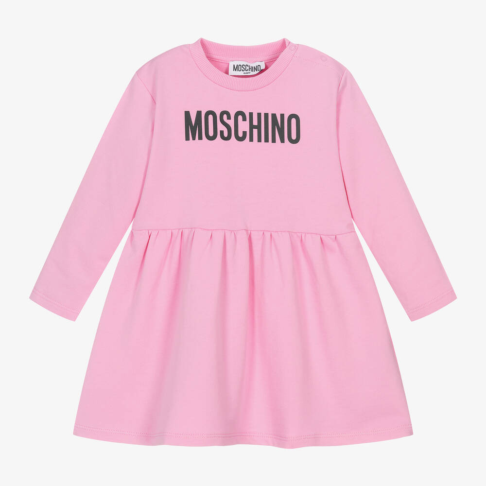 Moschino Baby - Girls Pink Cotton Jersey Dress | Childrensalon