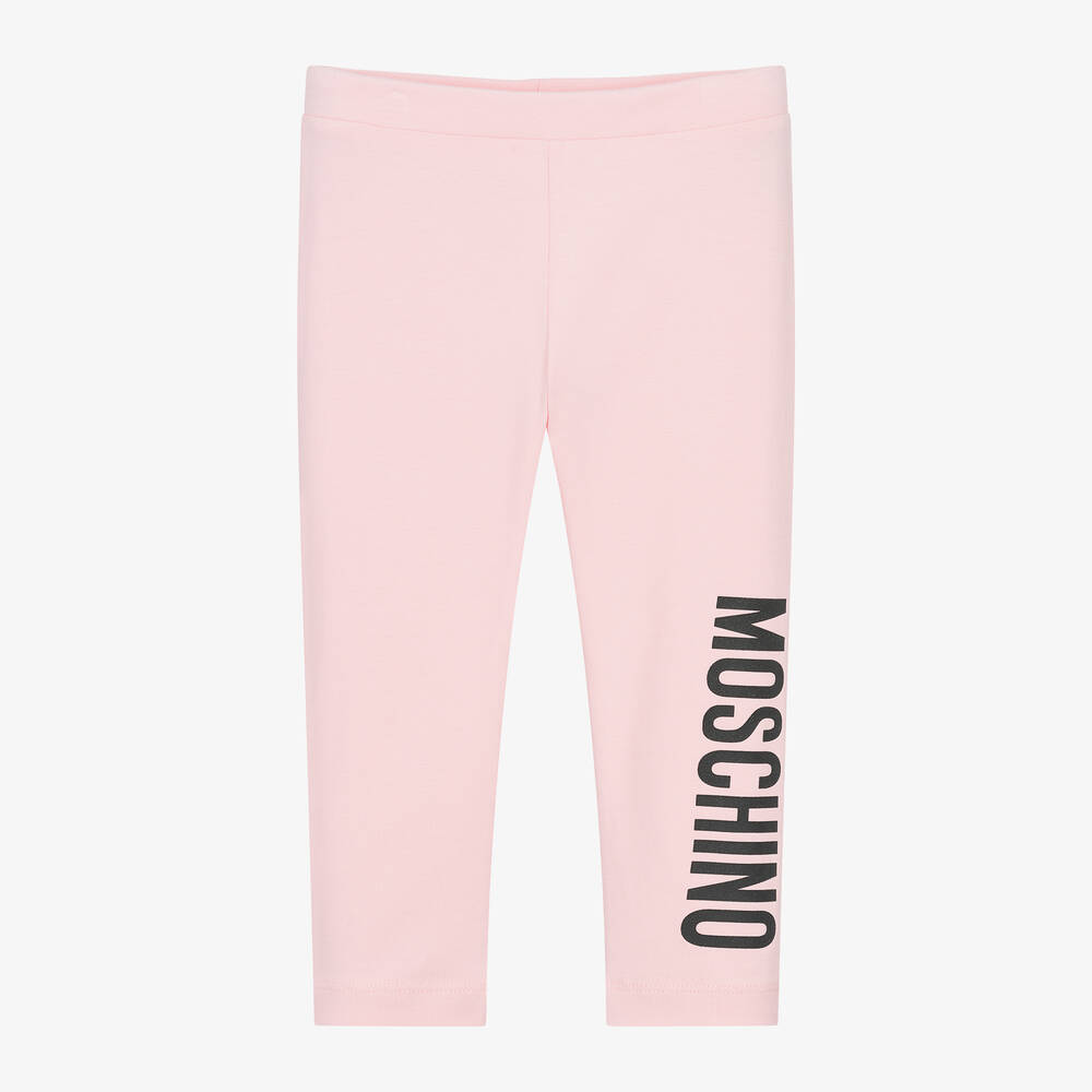 Moschino Baby - Girls Pink Cotton Leggings | Childrensalon