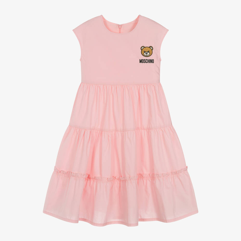 Moschino Kid-Teen - Girls Pink Cotton Midi Dress | Childrensalon