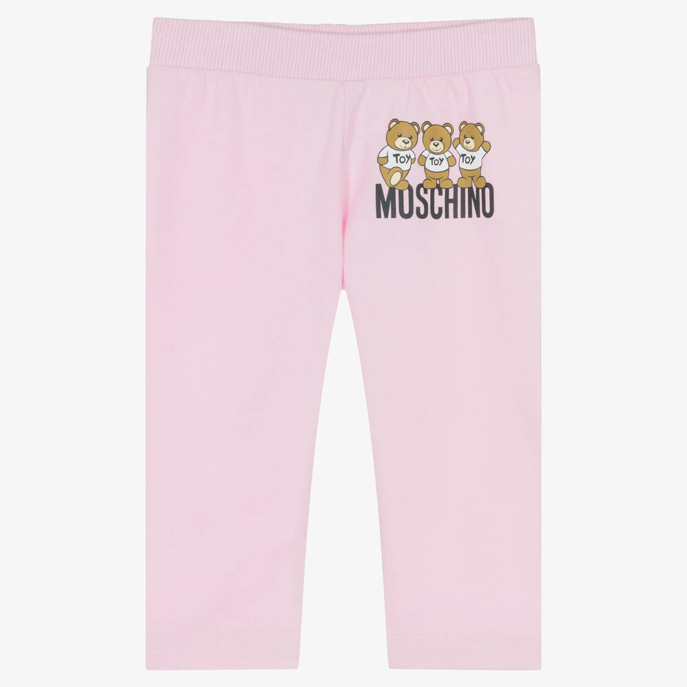 Moschino Baby Babies' Girls Pink Cotton Teddy Bear Leggings