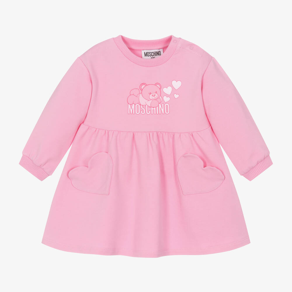 Moschino Baby -  فستان تيدي بير قطن لون زهري | Childrensalon