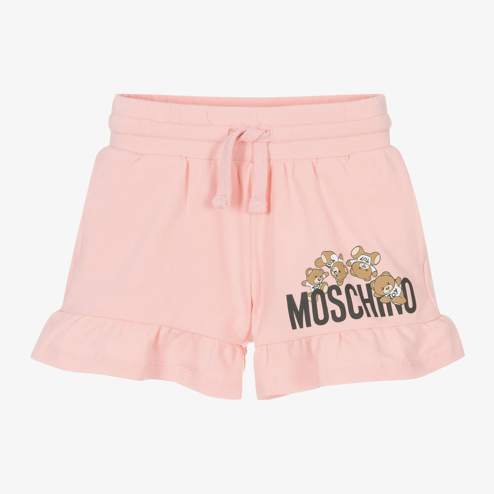 Moschino Kid-Teen - Girls Pink Cotton Teddy Bear Shorts | Childrensalon