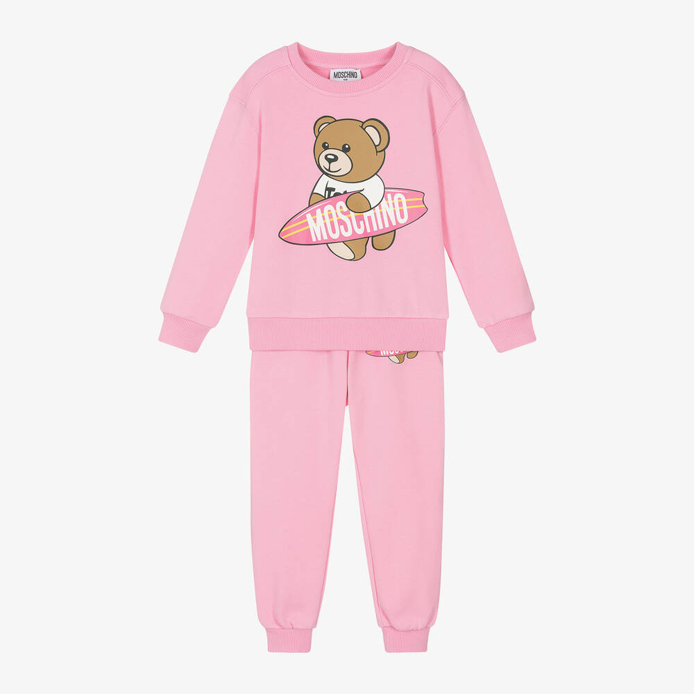 Moschino Kid-teen Kids' Girls Pink Cotton Teddy Bear Tracksuit
