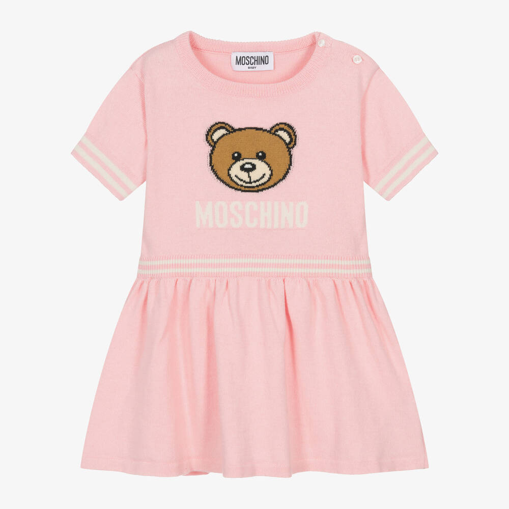 Moschino Baby - Girls Pink Cotton & Wool Knit Dress | Childrensalon