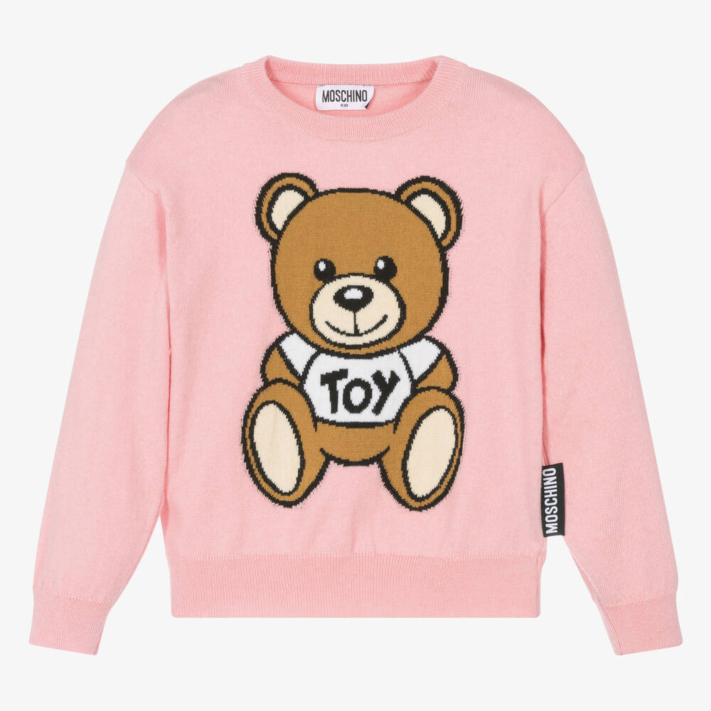 Moschino Kid-teen Kids' Girls Pink Cotton & Wool Teddy Bear Sweater