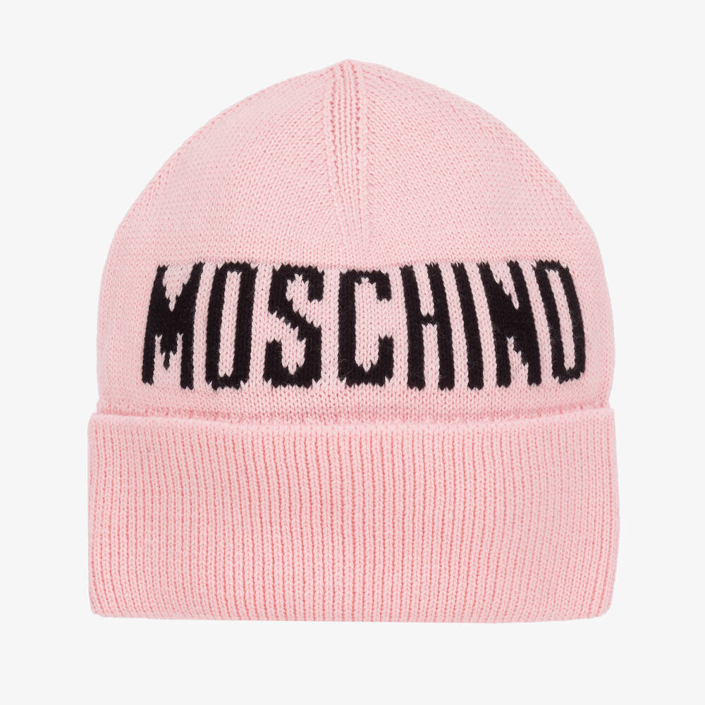 Moschino Kid-Teen - Girls Pink Knitted Cotton & Wool Hat | Childrensalon