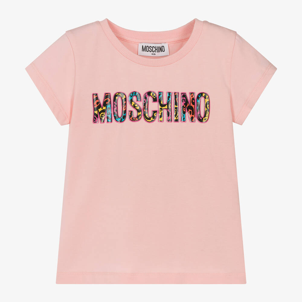 Moschino Kid-teen Kids' Girls Pink Leopard Print Cotton T-shirt