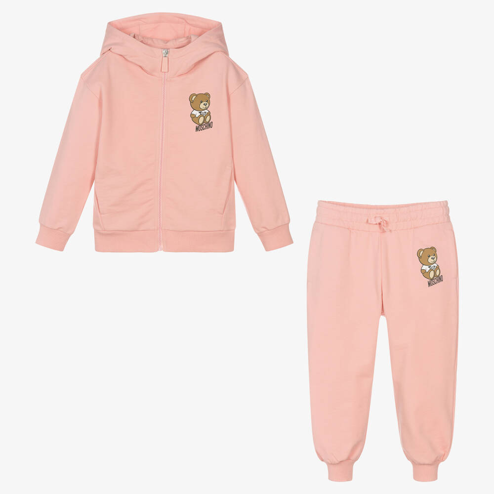Moschino Kid-Teen - Girls Pink Teddy Bear Logo Tracksuit | Childrensalon