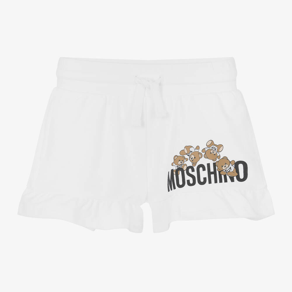 Moschino Kid-Teen - Girls White Cotton Teddy Bear Shorts | Childrensalon