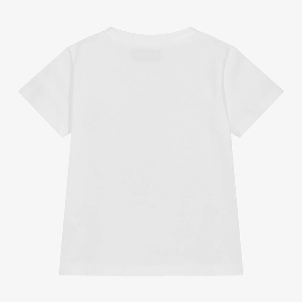 Moschino Baby - Girls White Cotton Teddy Bear T-Shirt | Childrensalon