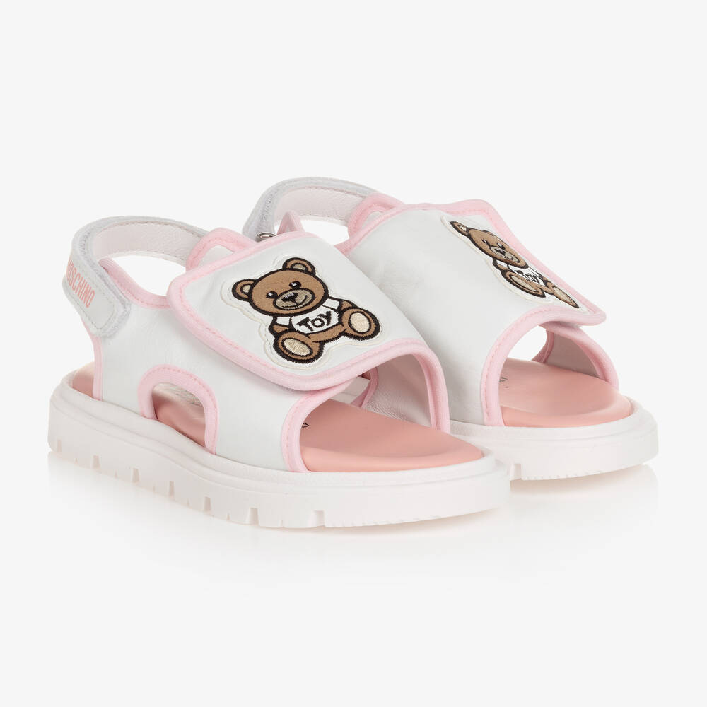 Moschino Baby - Sandales blanches et roses en cuir | Childrensalon