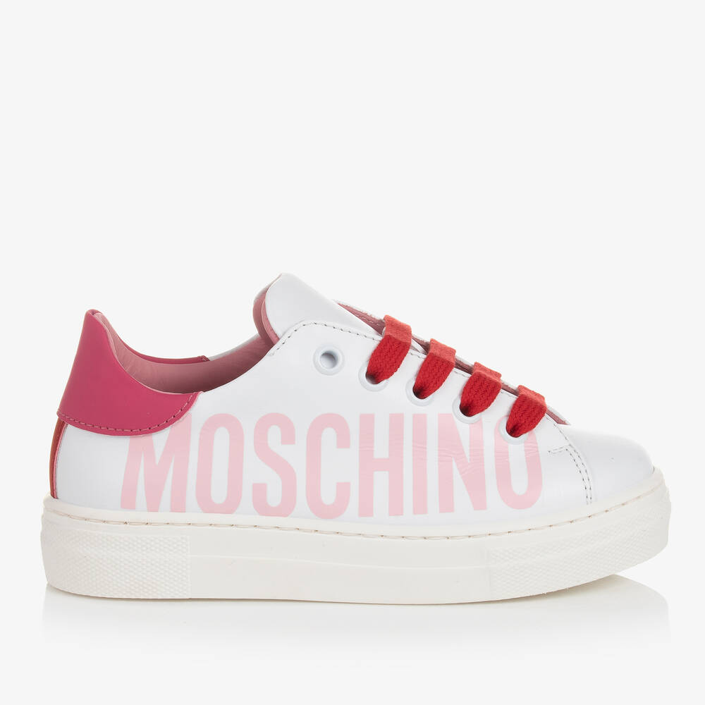 Moschino Kid Shoes Girls White & Pink Trainers – Village Kids