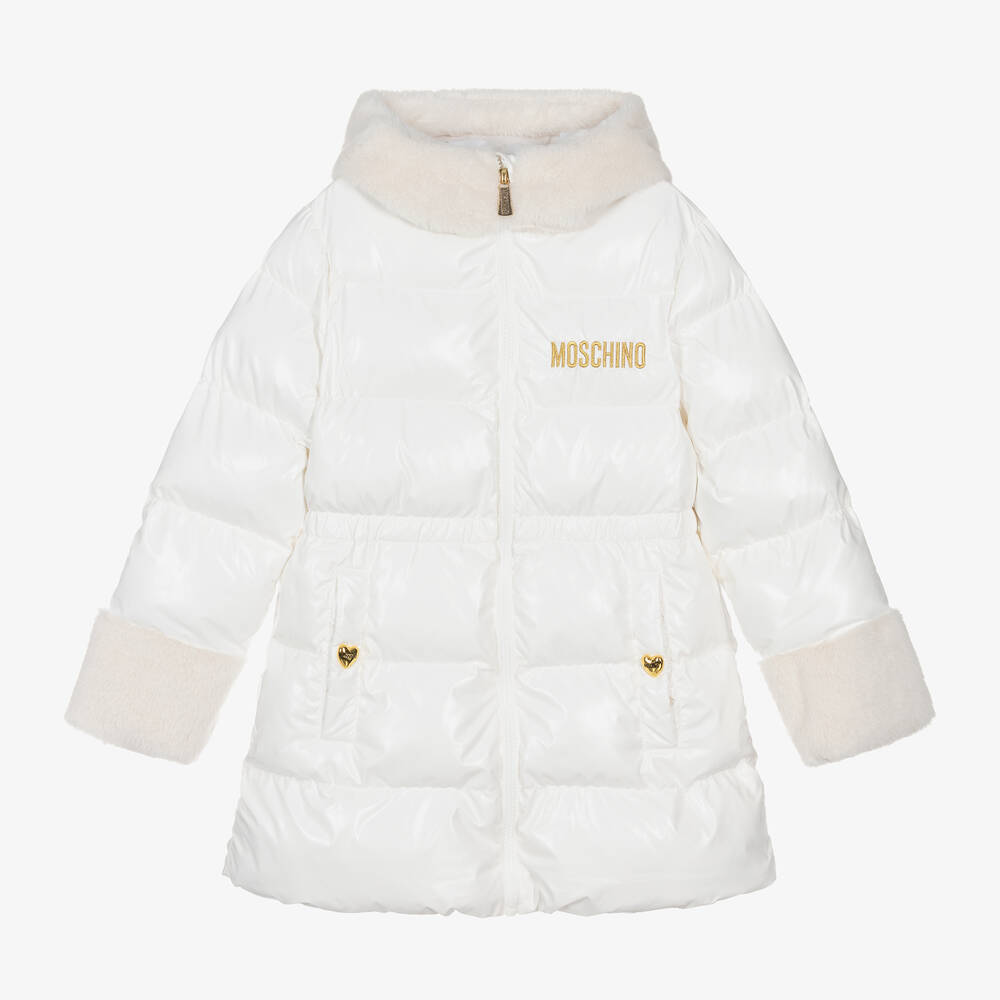 Moschino Kid-Teen - Girls White Puffer Coat | Childrensalon