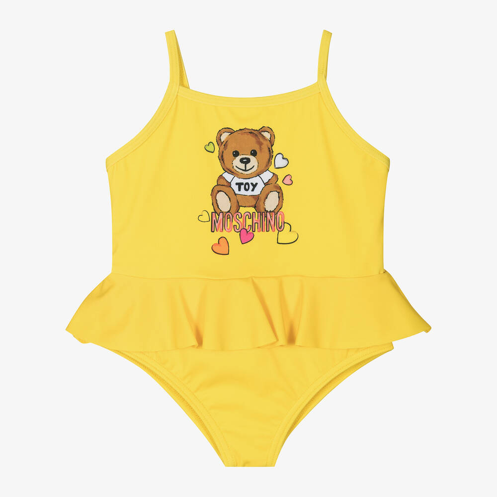 Moschino Baby - Girls Yellow Bear Swimsuit | Childrensalon