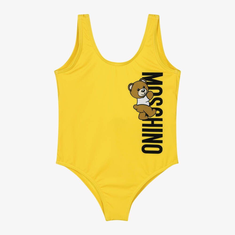 Moschino Kid-teen Kids' Girls Yellow Teddy Bear Swimsuit