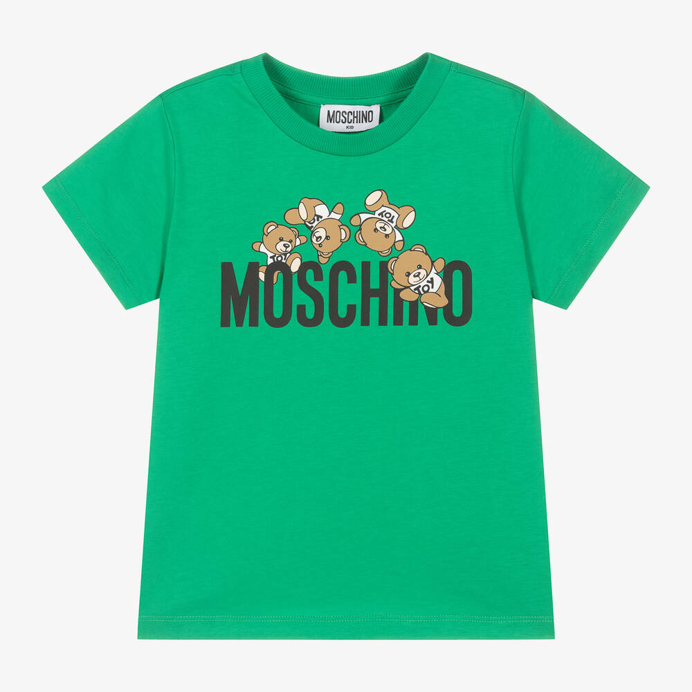 Moschino Kid-teen Green Cotton Teddy-print T-shirt