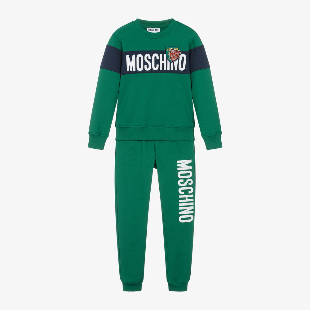 Moschino Kid-Teen - Green Cotton Varsity Tracksuit | Childrensalon