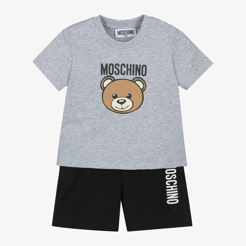 Moschino Baby - Grey & Black Cotton Shorts Set | Childrensalon