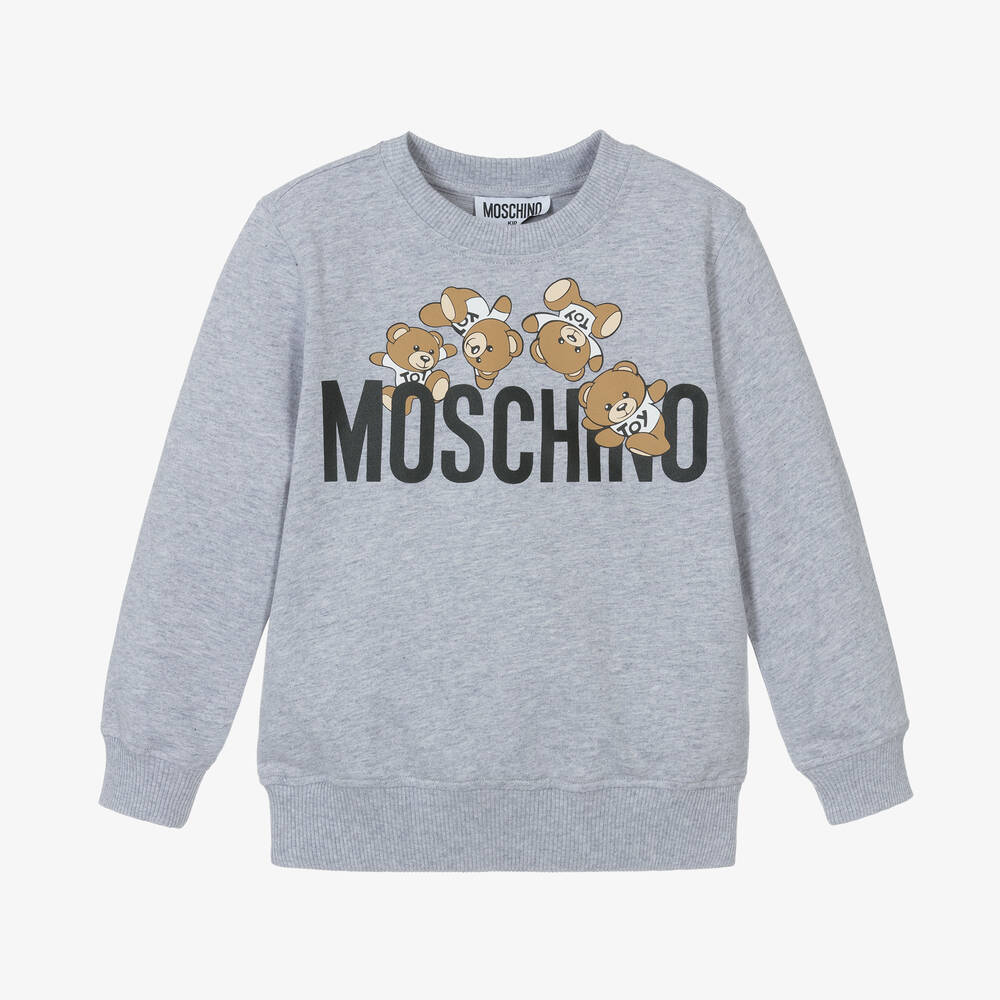 Moschino Kid-Teen - Grey Cotton Teddy Bear Sweatshirt | Childrensalon