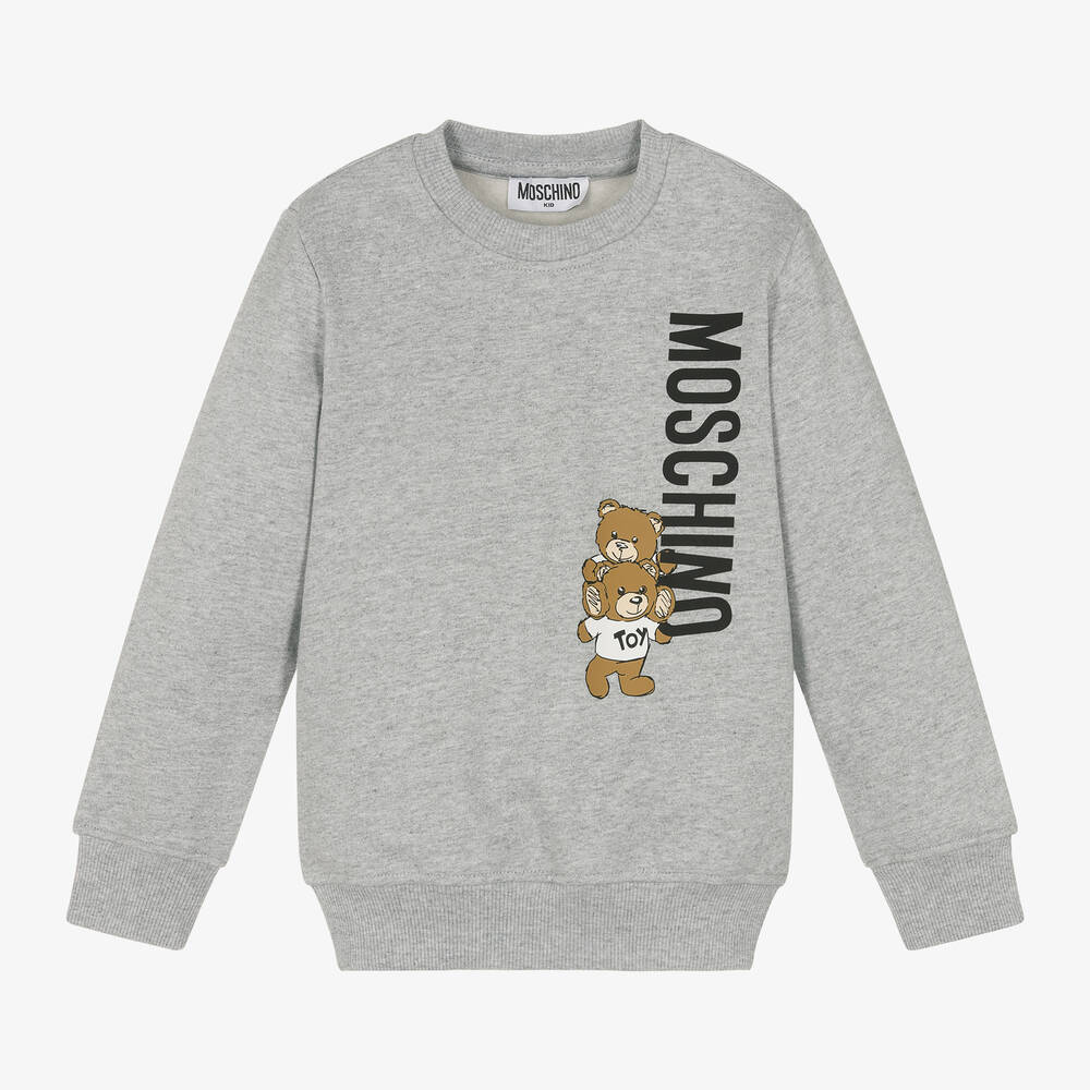 Moschino Kid-Teen - Grey Cotton Teddy Bear Sweatshirt | Childrensalon